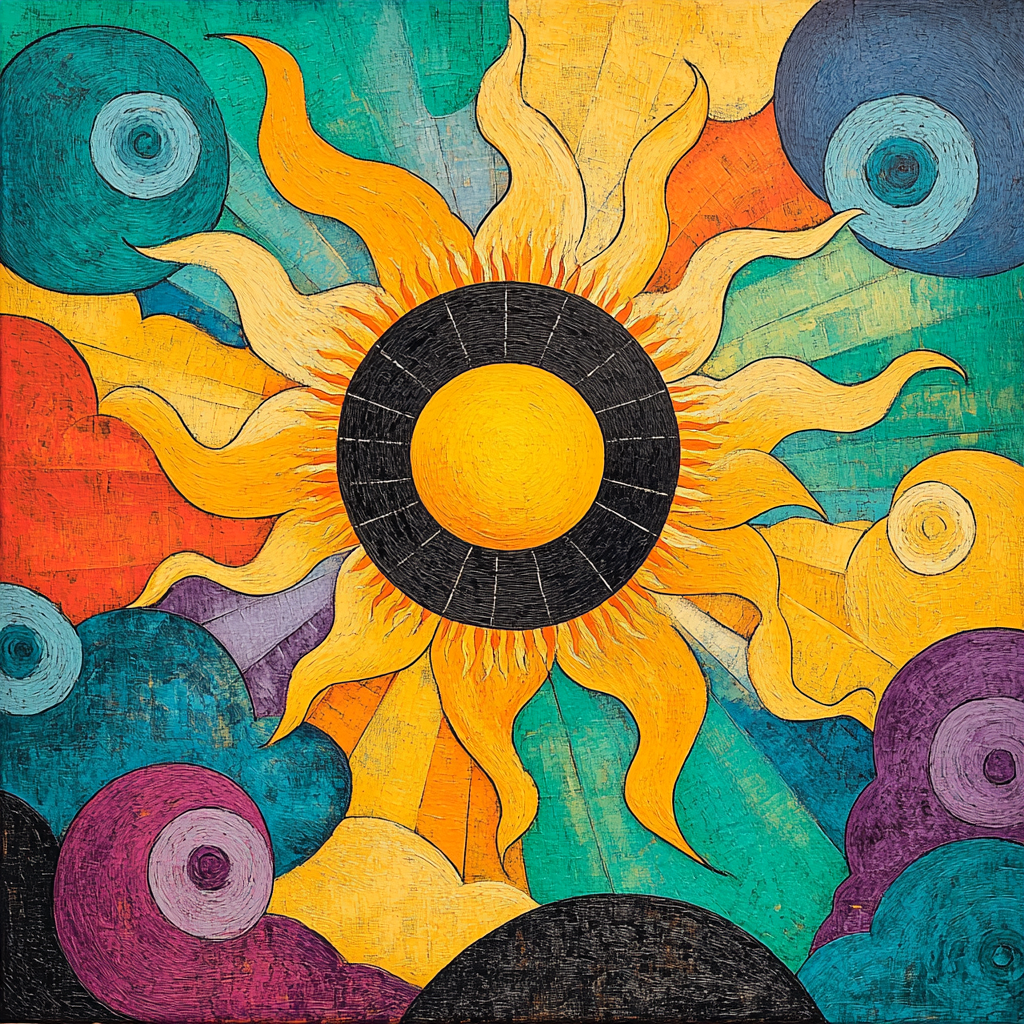 Norval Morrisseau Inspired Sky And Sun In Cosmic Dance paint by numbers