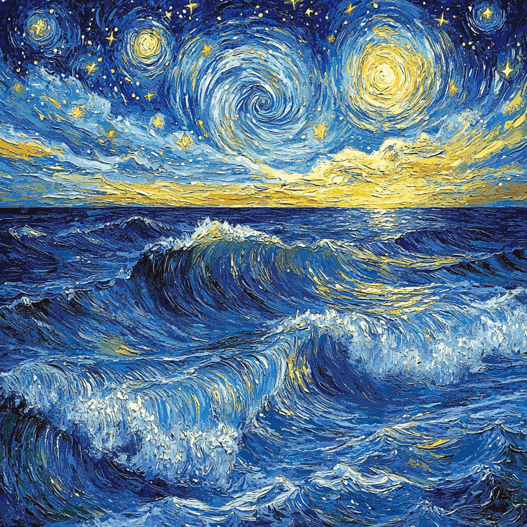 Vincent Van Gogh Inspired Starry Ocean Waves Paint By Numbers Art