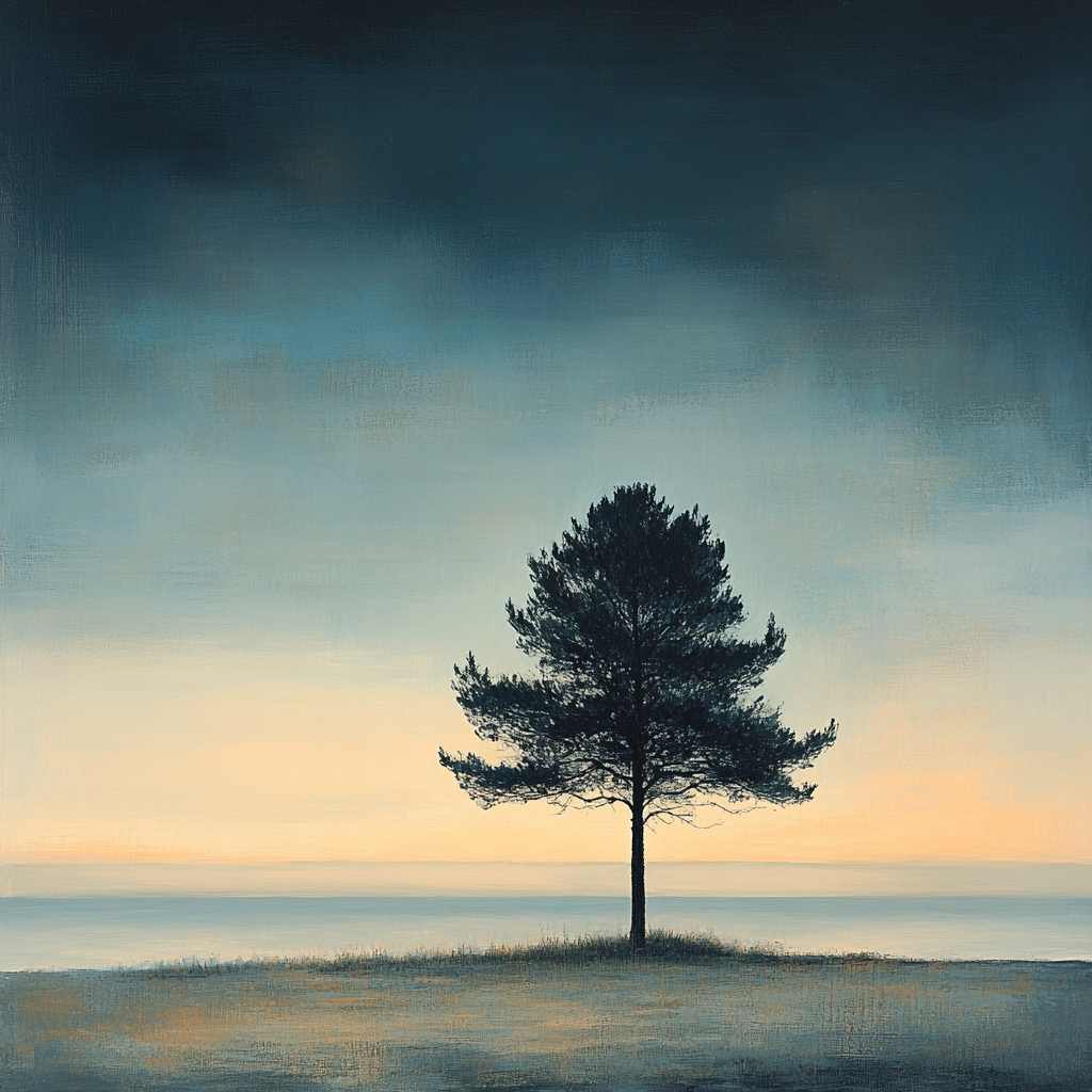 Caspar David Friedrich Inspired Lone Pine paint by number