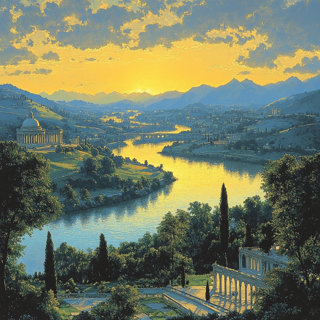 Raphael Inspired Luminous Riverside Arcades Numbered painting kits