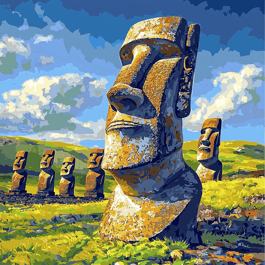 Moai Statues - Easter Island Paint By Numbers
