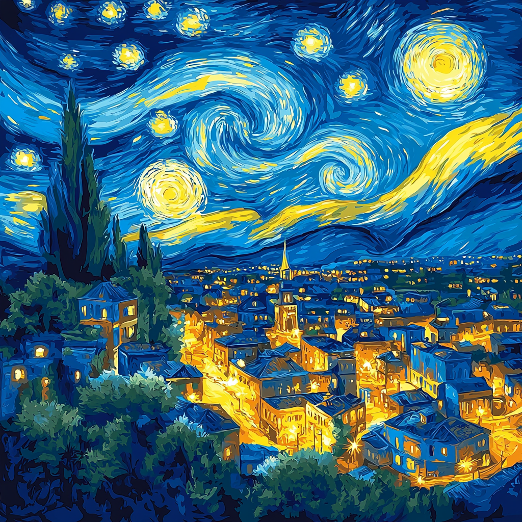 Vincent Van Gogh Inspired Starry Nights In The City Paint By Number