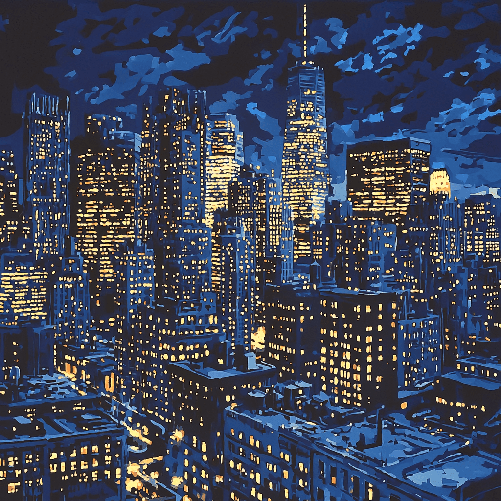 Edward Hopper Inspired Enchanting Night Lights Painting Number Kit