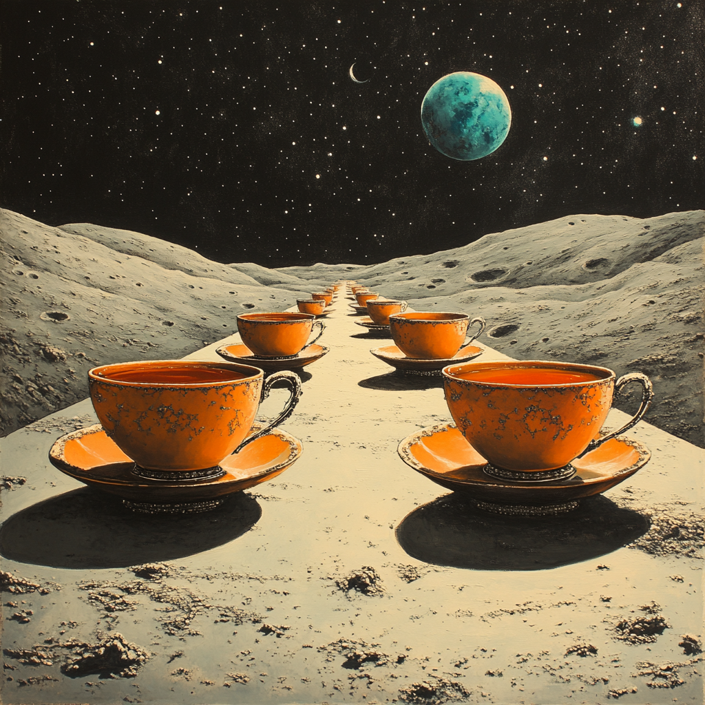 Salvador Dali Inspired Cosmic Tea Party Number painting