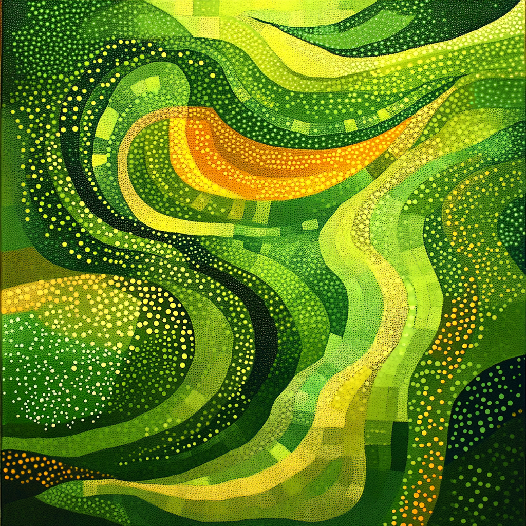 Georges Seurat Inspired Verdant Geometry paint by color