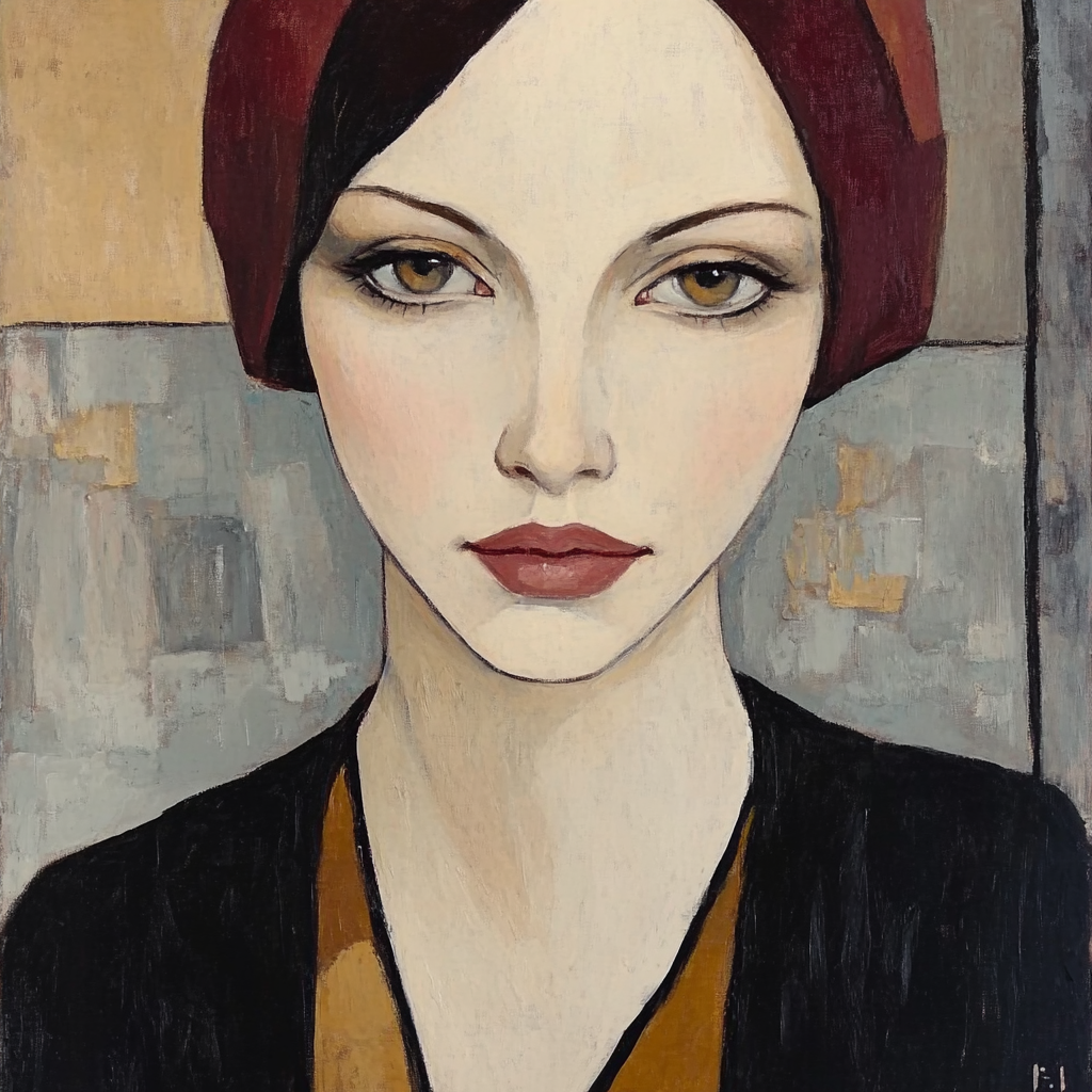 Modigliani Inspired Long Necked Portrait paint by numbers