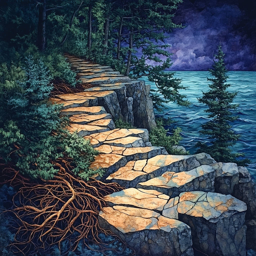 Arthur Lismer Inspired Twilight Tangles And Granite paint by numbers