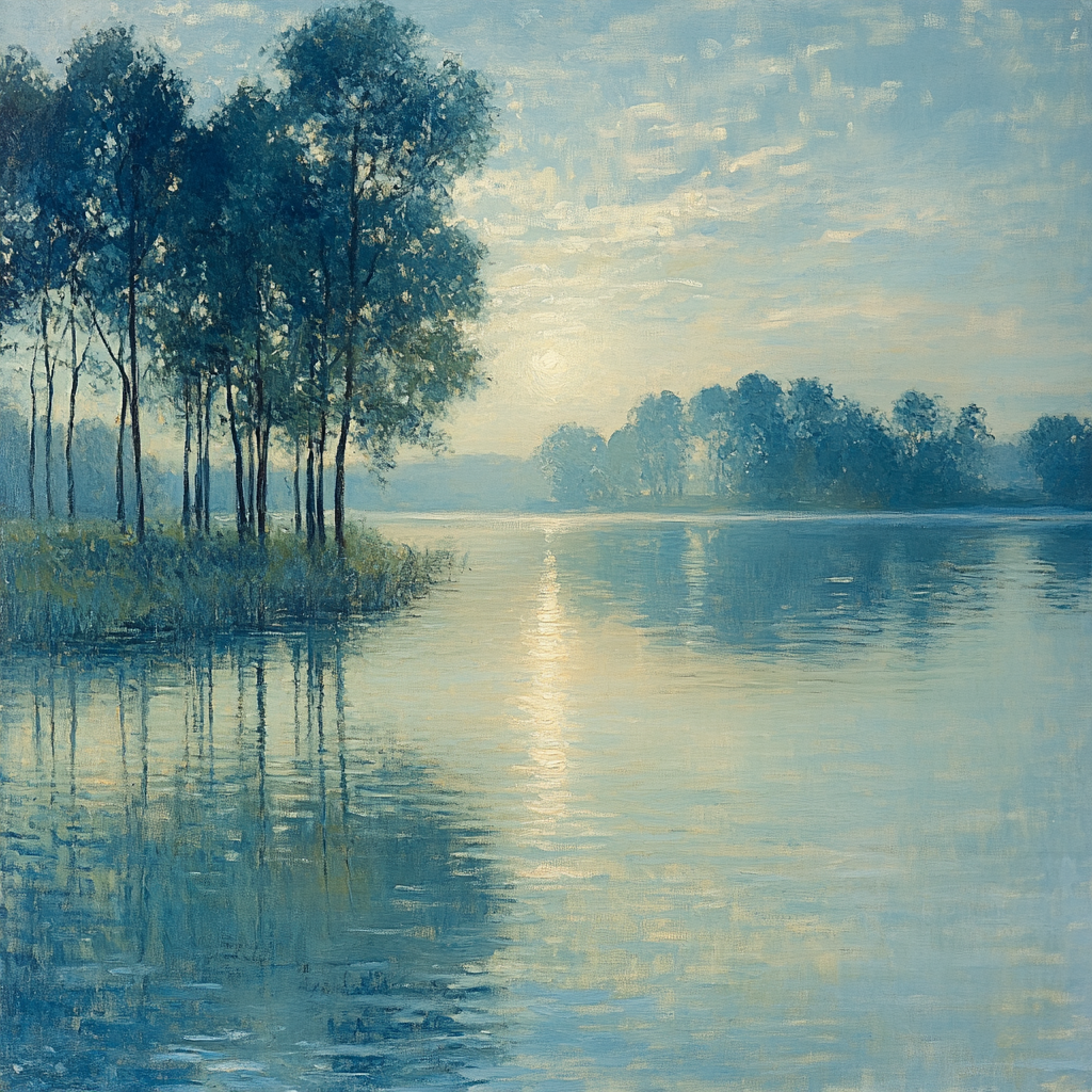 Claude Monet Inspired Peaceful Lakeside Reflection Number painting