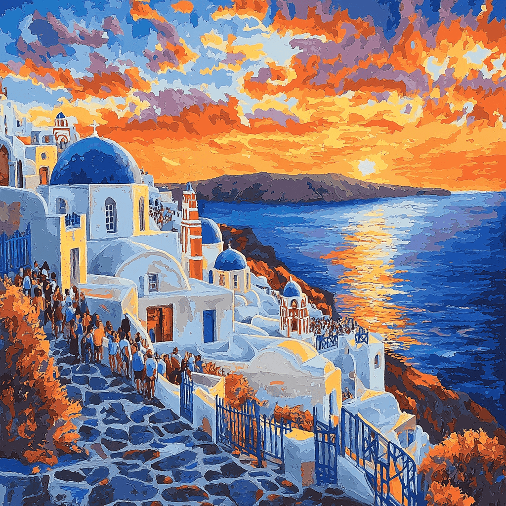 Santorini Oia Sunset - Greece Paint By Numbers Kits