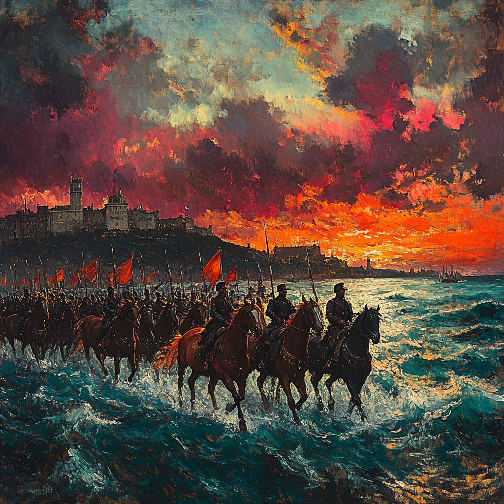 Delacroix Inspired Storming The Coast paint by color