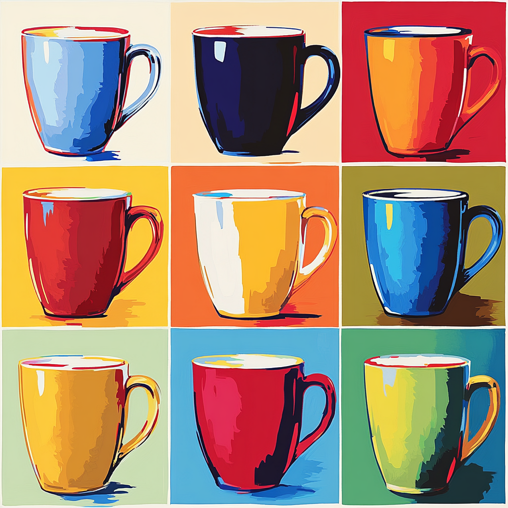 Andy Warhol Inspired Vibrant Coffee Pop Art paint by numbers