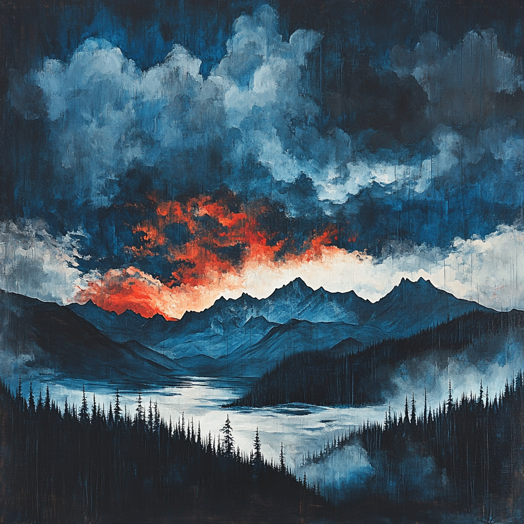 Frederick Varley Inspired Storm Charged Sky Over Mountain Ridge paint by number