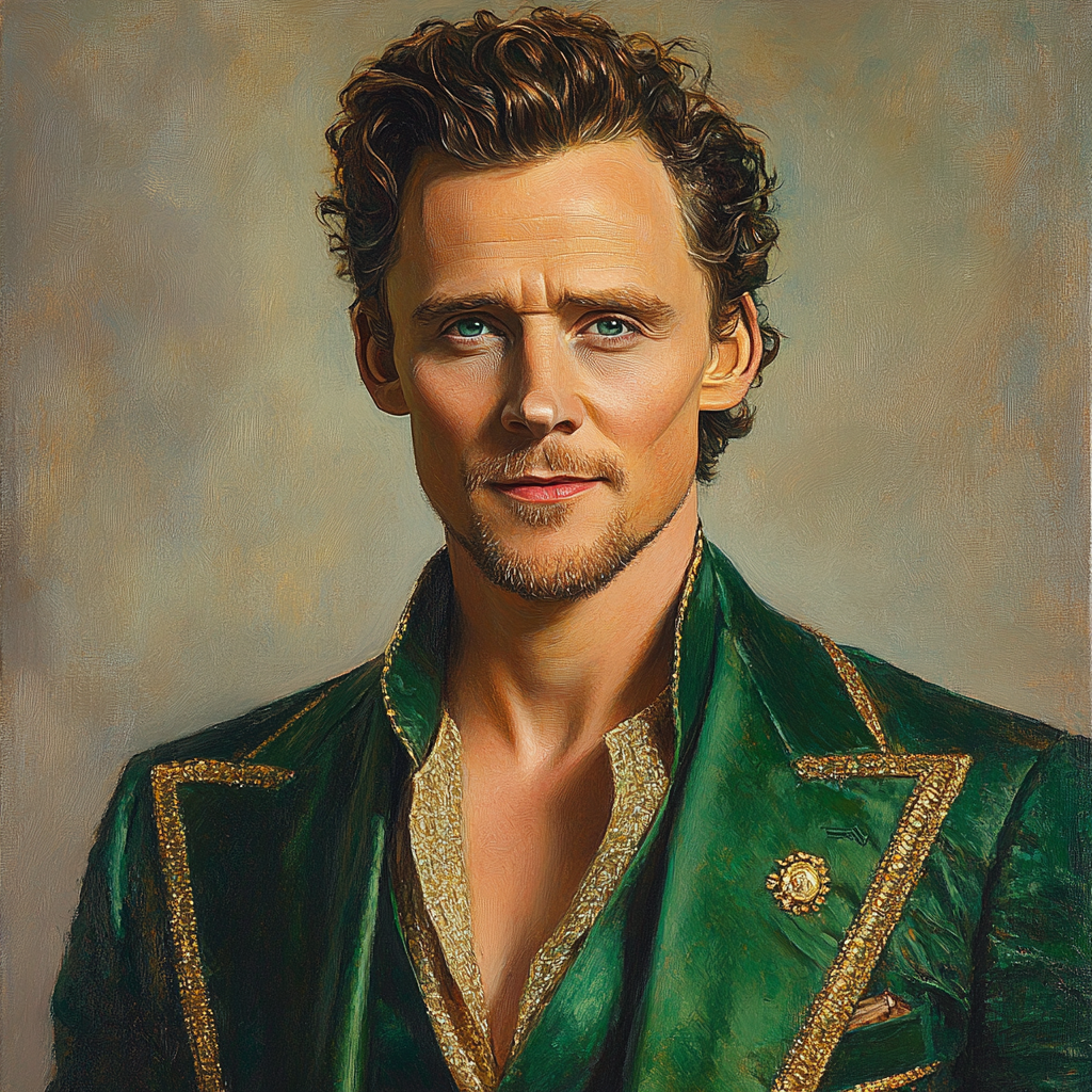Tom Hiddleston: Echoes Of Mischief In Emerald Light Painting by numbers kit