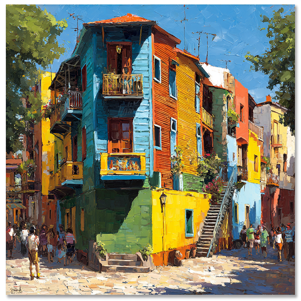 Brightly Painted Facades In La Boca Buenos Aires Argentina Paint by numbers art