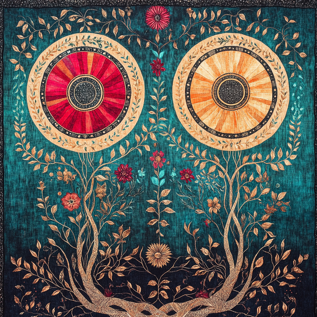 Frida Kahlo Inspired Sun And Moon Tapestry Of Roots paint by number
