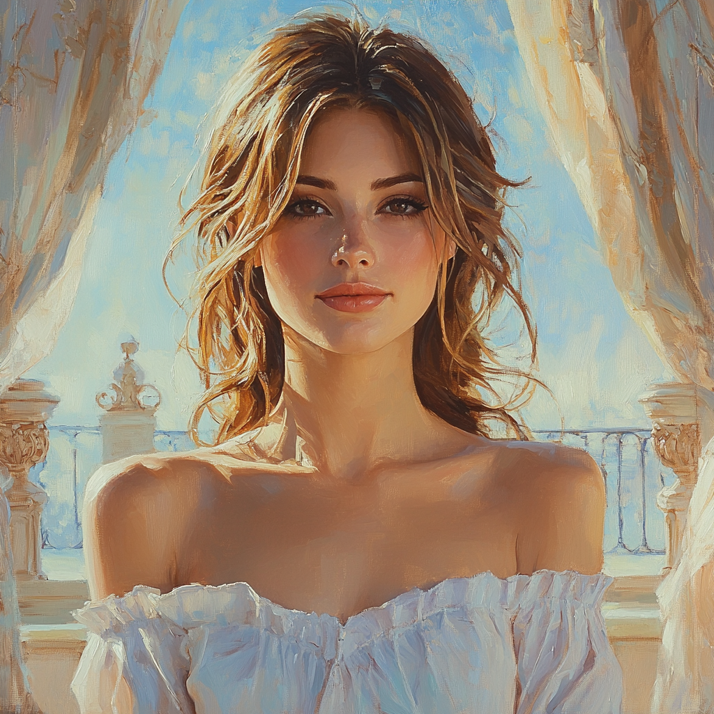 Raphael Inspired Courtly Portrait Number painting