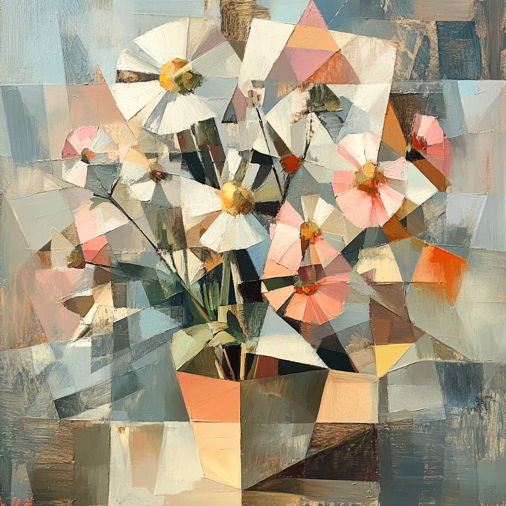 Picasso Inspired Cubist Floral Still Life Painting by numbers kit