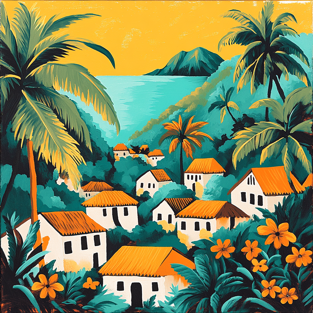 Gauguin Inspired Tropic Village DIY paint by numbers