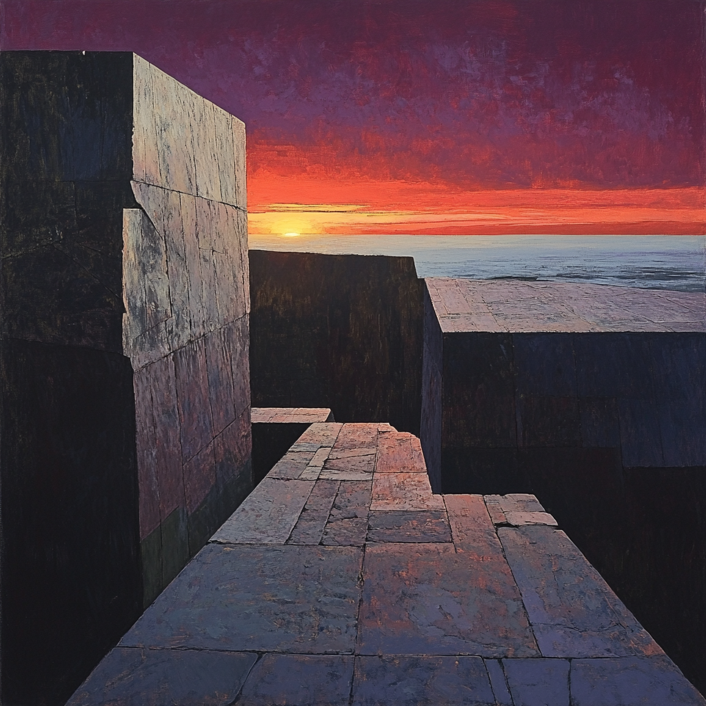 Paul Cézanne Inspired Quarry Forms Sunset paint by number