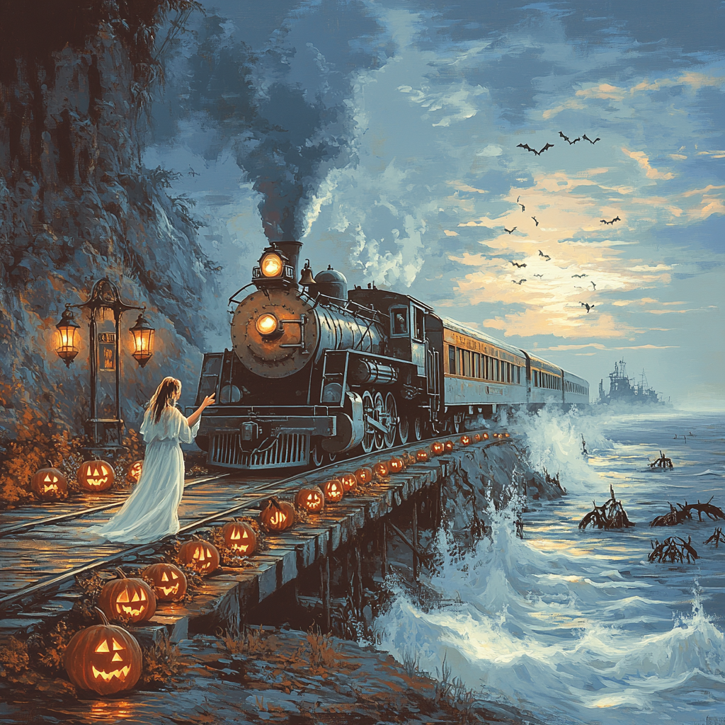 Fogbound Train To The Spooky Shore paint by numbers