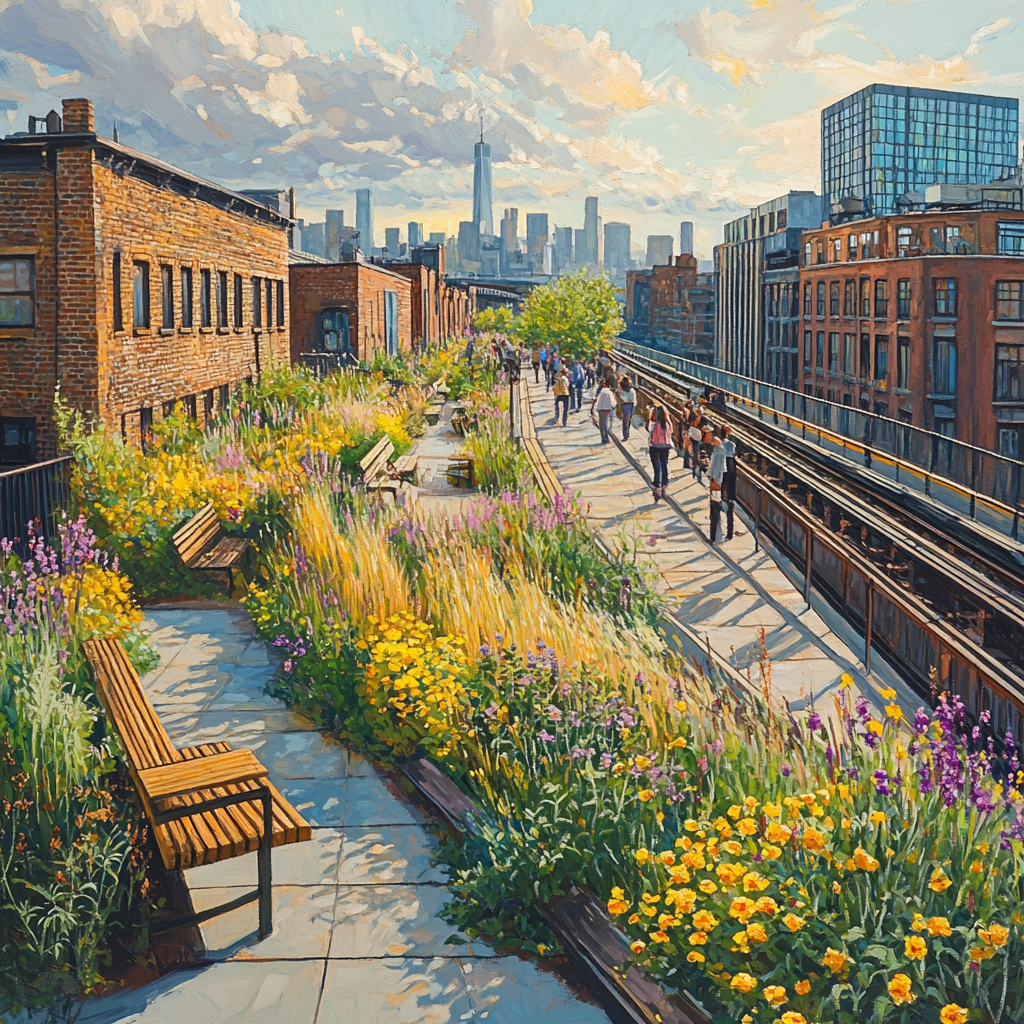High Line Elevated Park Over Chelsea Rail Tracks Numbered painting kits