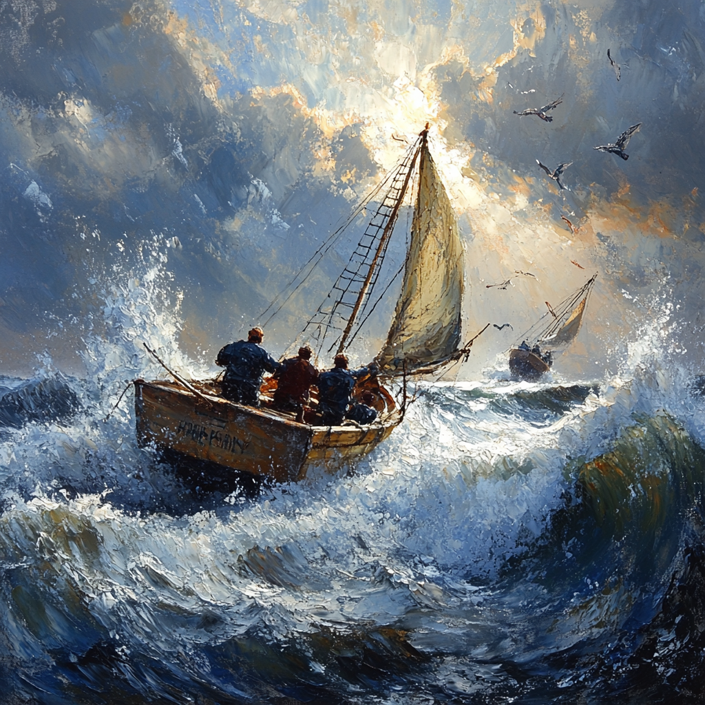 Winslow Homer Inspired Fishermen In Storm DIY paint by numbers