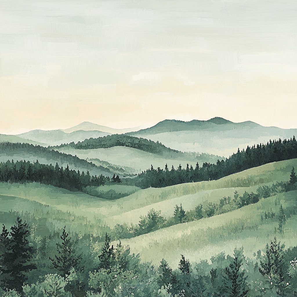 Georges Seurat Inspired Misty Hills Paint By Numbers Art