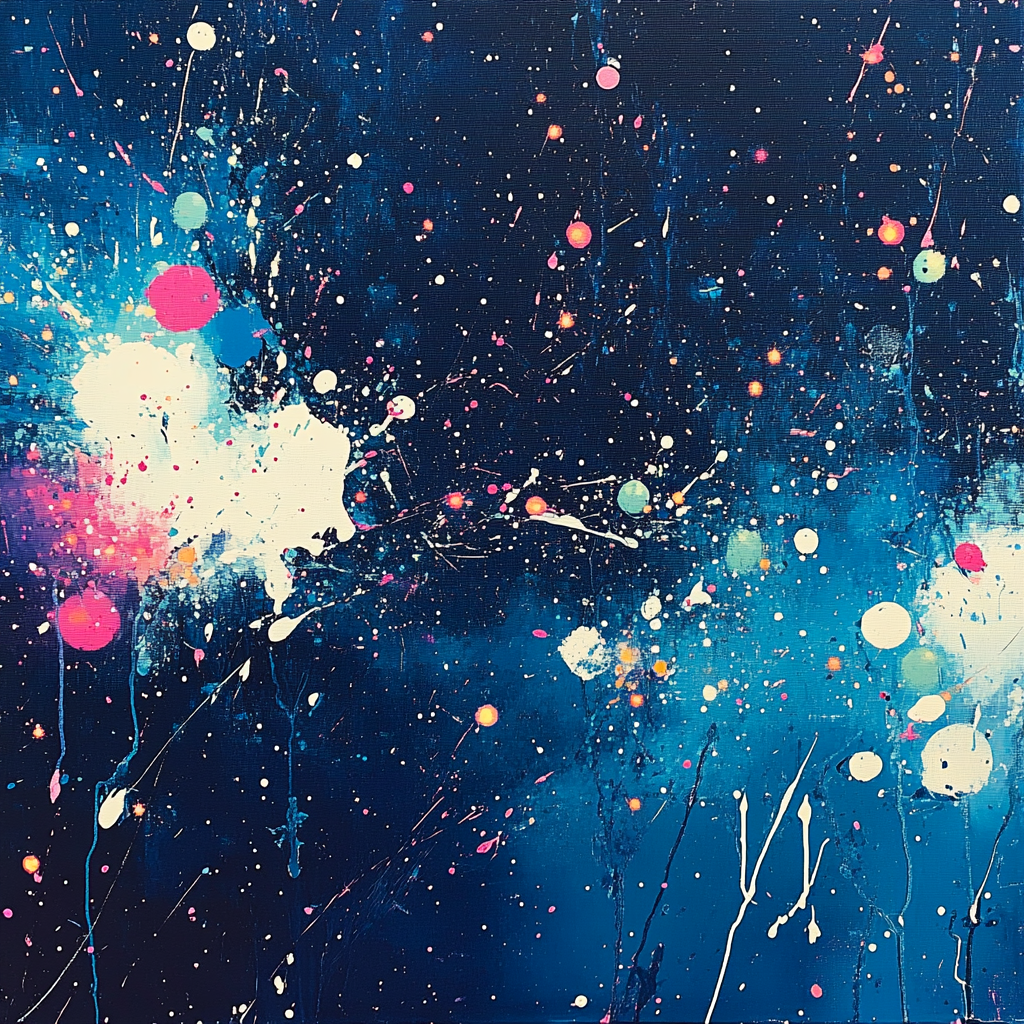 Pollock Inspired Cosmic Drip Number painting