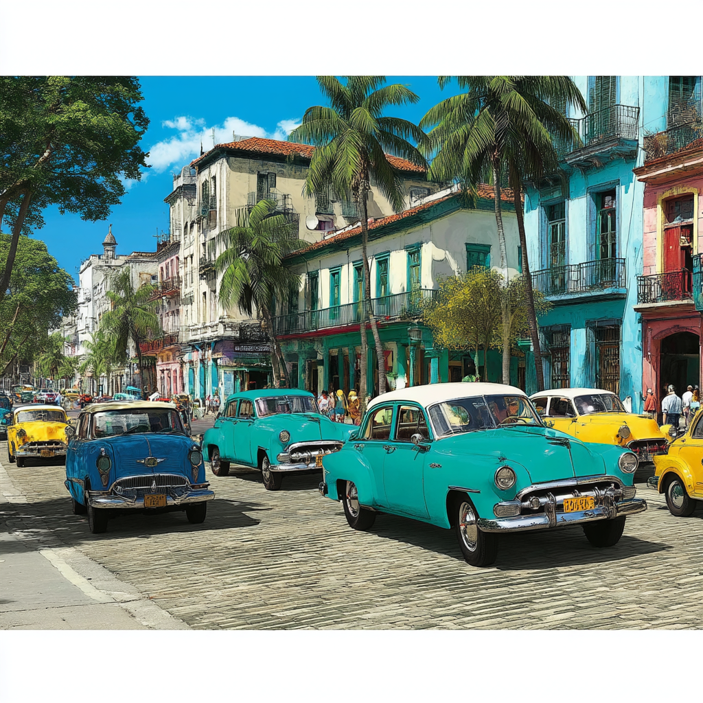 Havana's Vintage Car Tour Paint By Color