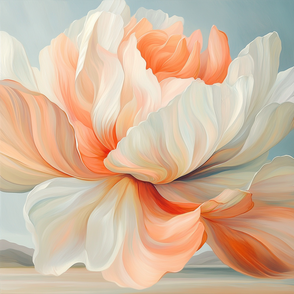 Georgia O’Keeffe Inspired Luminescent Coral Petal Abstraction paint by numbers