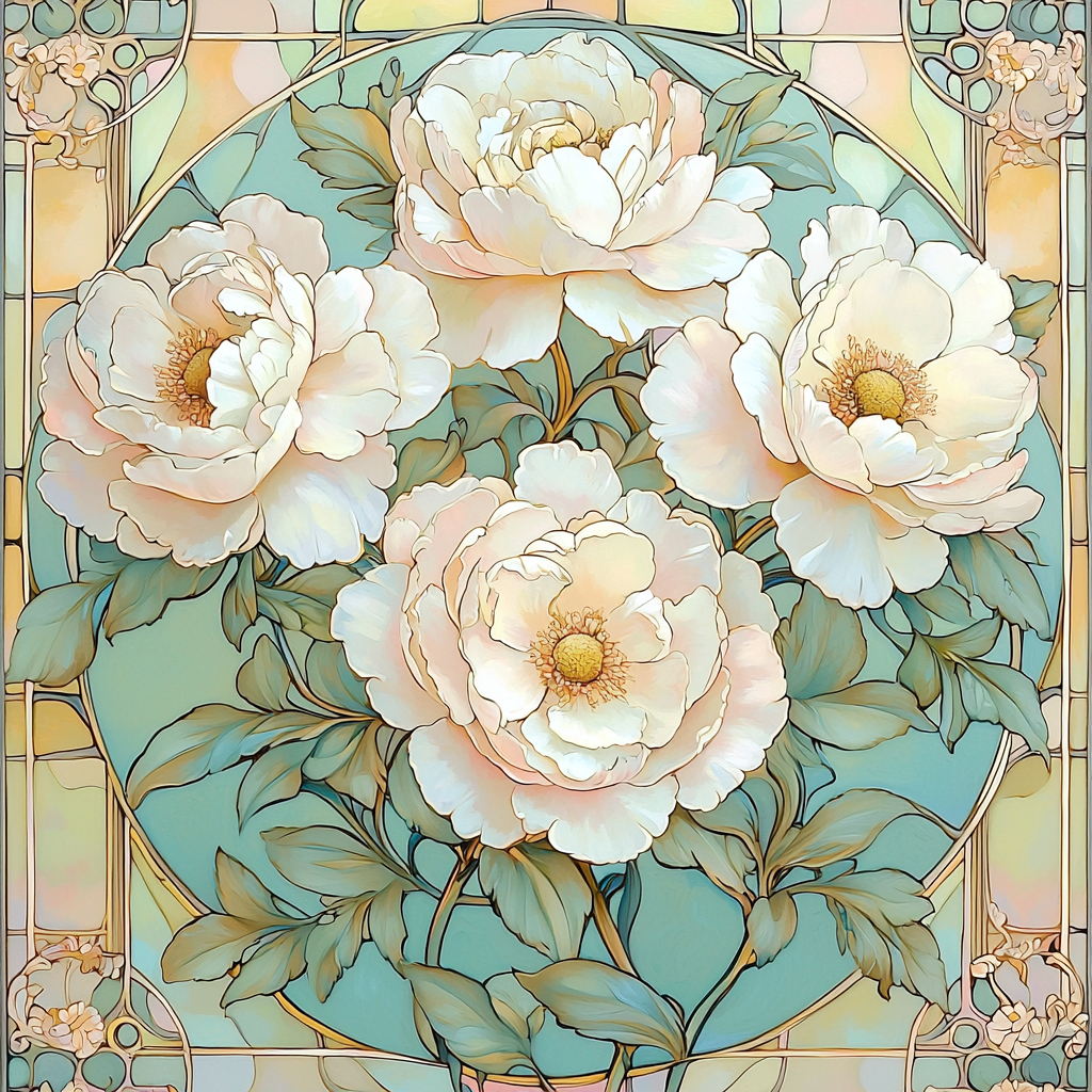 Alphonse Mucha Inspired Glistening Petals DIY Paint By Numbers