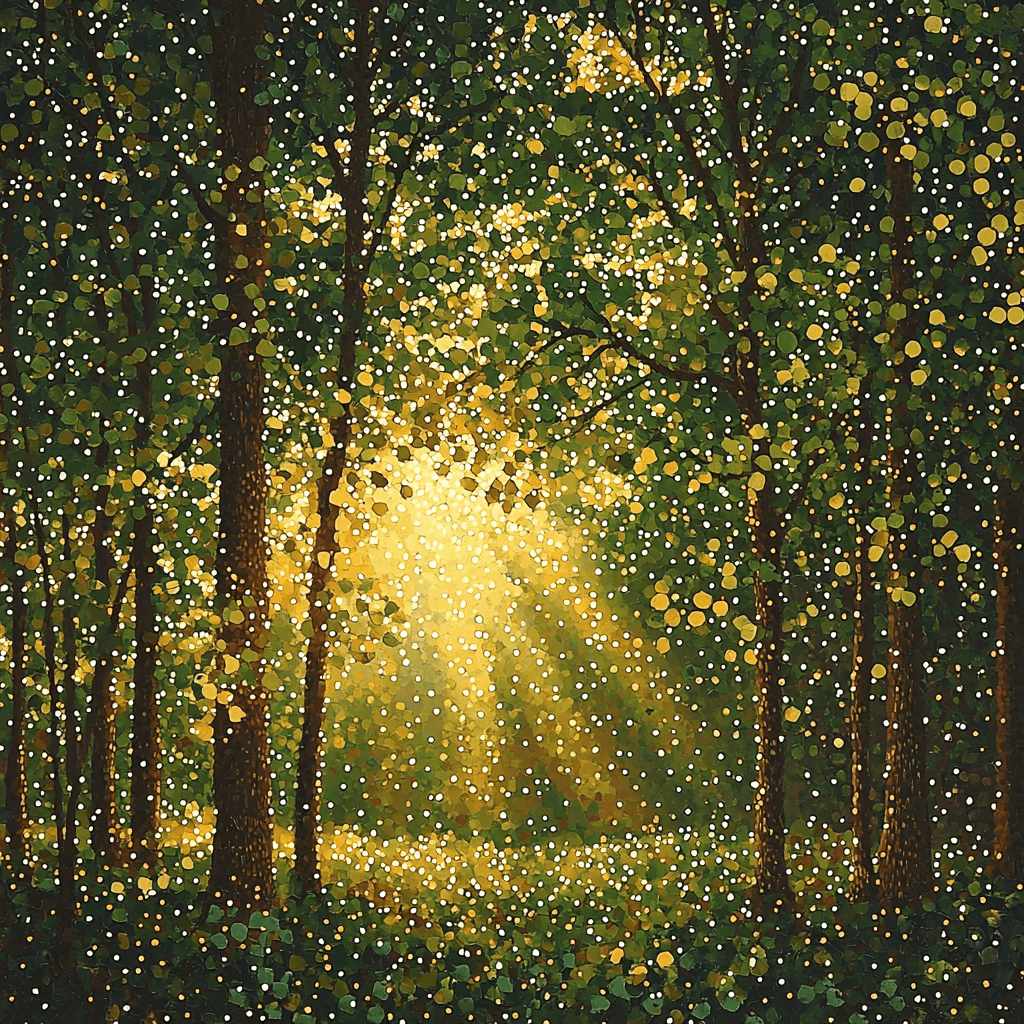 Georges Seurat Inspired Forest Dawn Symphony Paint By Numbers Art