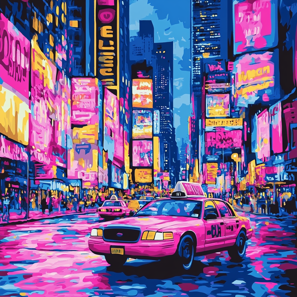 Andy Warhol Inspired Neon City Lights Paint by numbers art