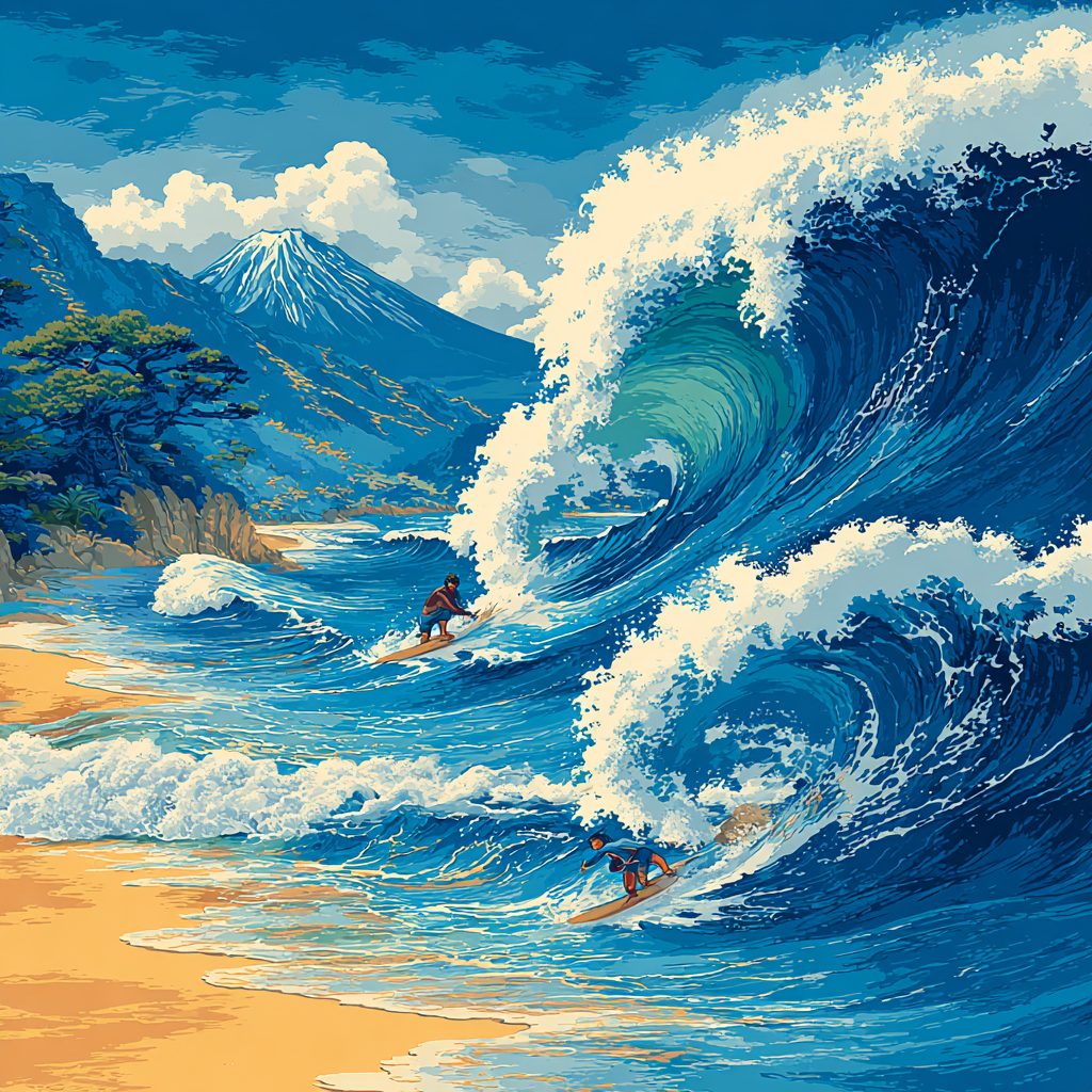 Hokusai Inspired Wave Riders Painting by numbers kit