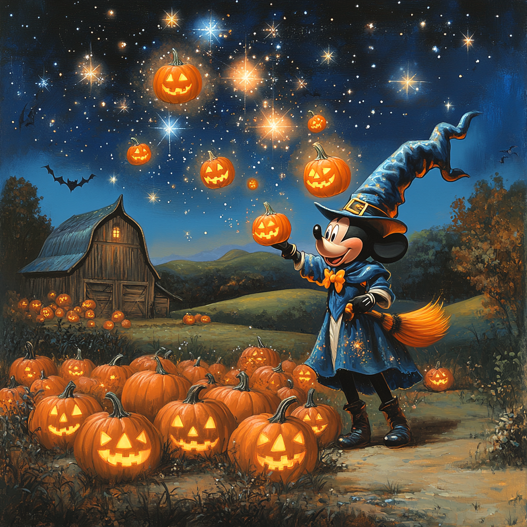 Sorcerer Mickey Starry Spell Night Number painting