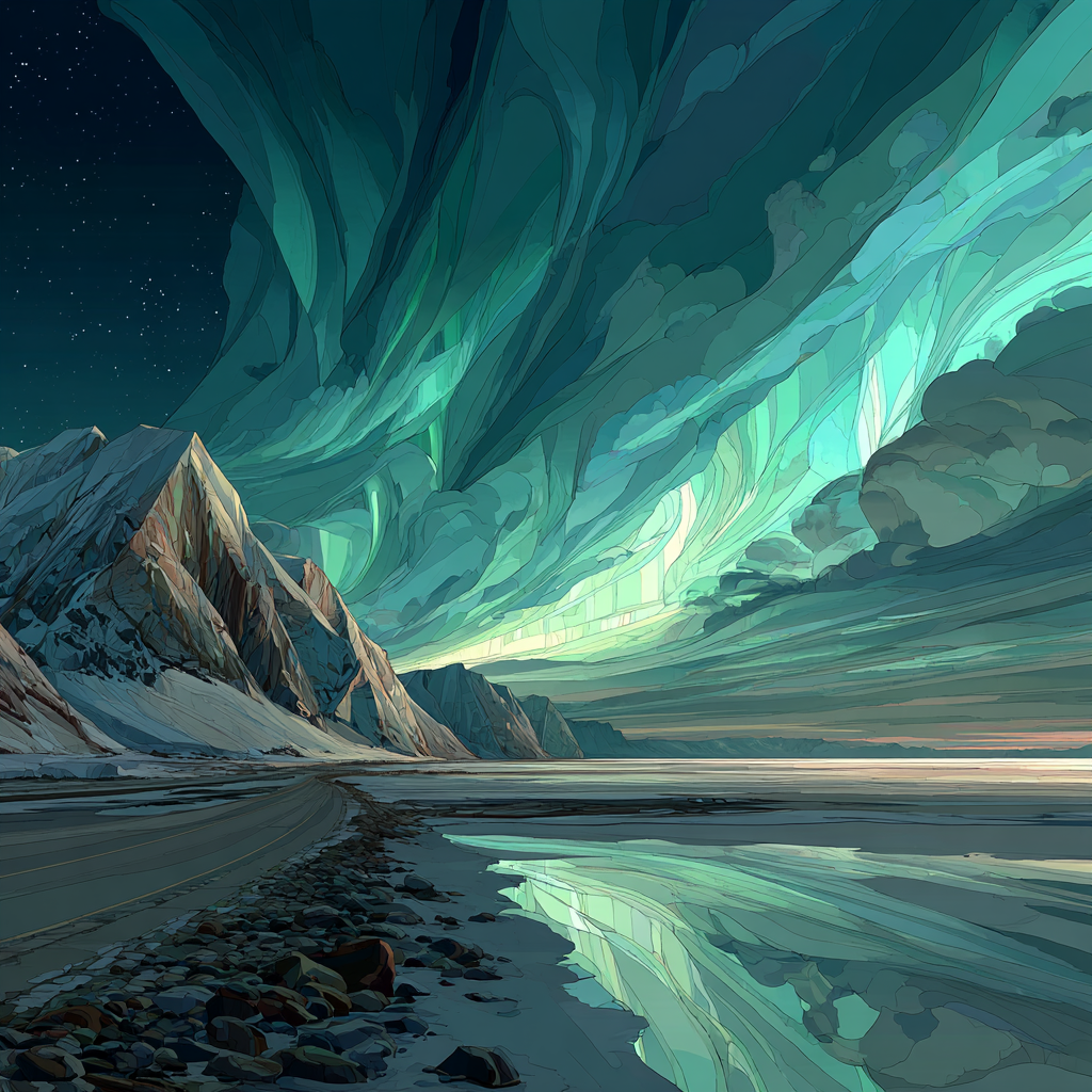 Michelangelo Inspired Aurora Forge Landscape painting number kit