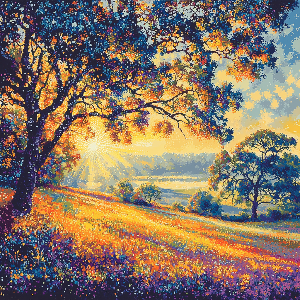 Georges Seurat Inspired Euphoric Sunburst Paint By Number