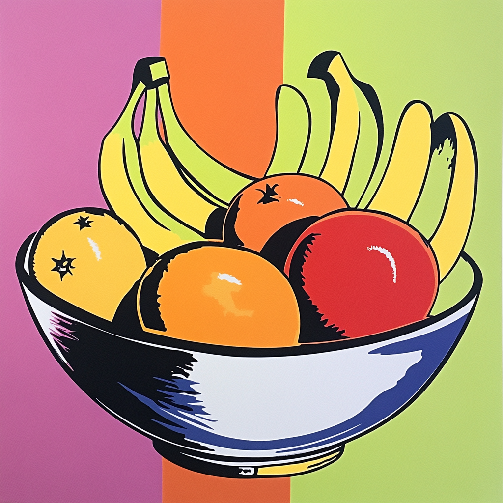 Andy Warhol Inspired Pop Art Fruit Bowl paint by number