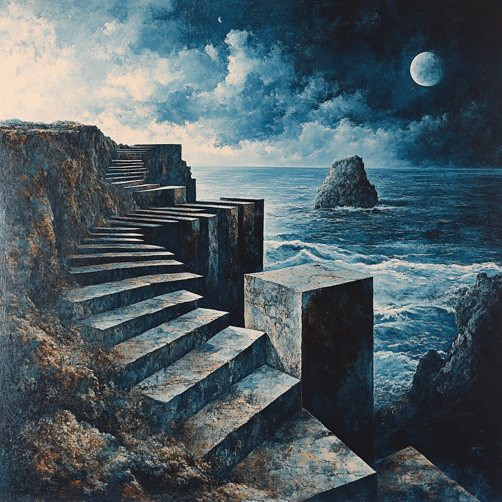 Escher Inspired Cliffside Steps Paint by numbers kits