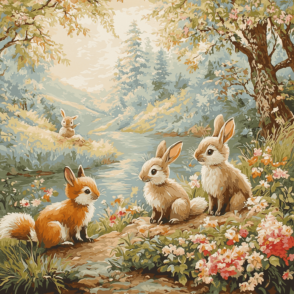 Beatrix Potter Inspired Frolicking Animals Painting Number Kit