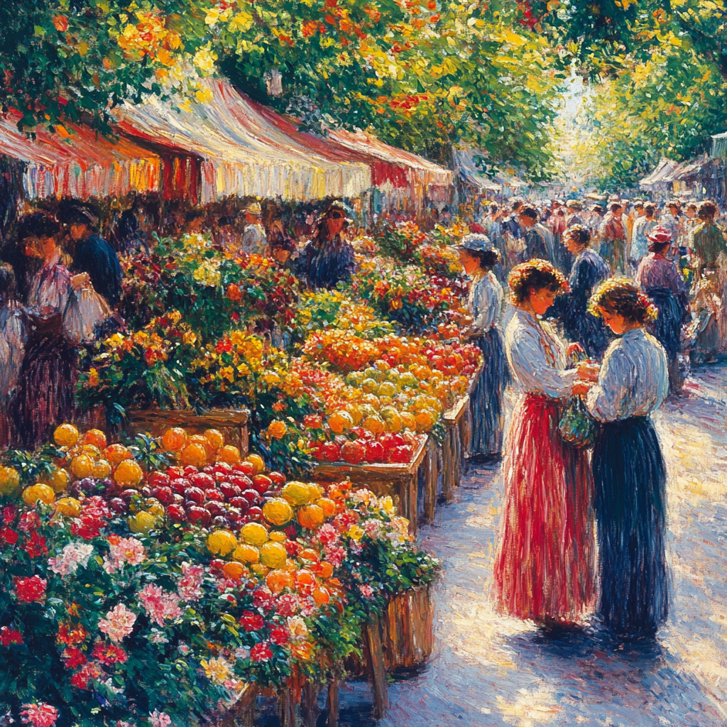 Pierre Auguste Renoir Inspired Sunny Village Market painting number kit