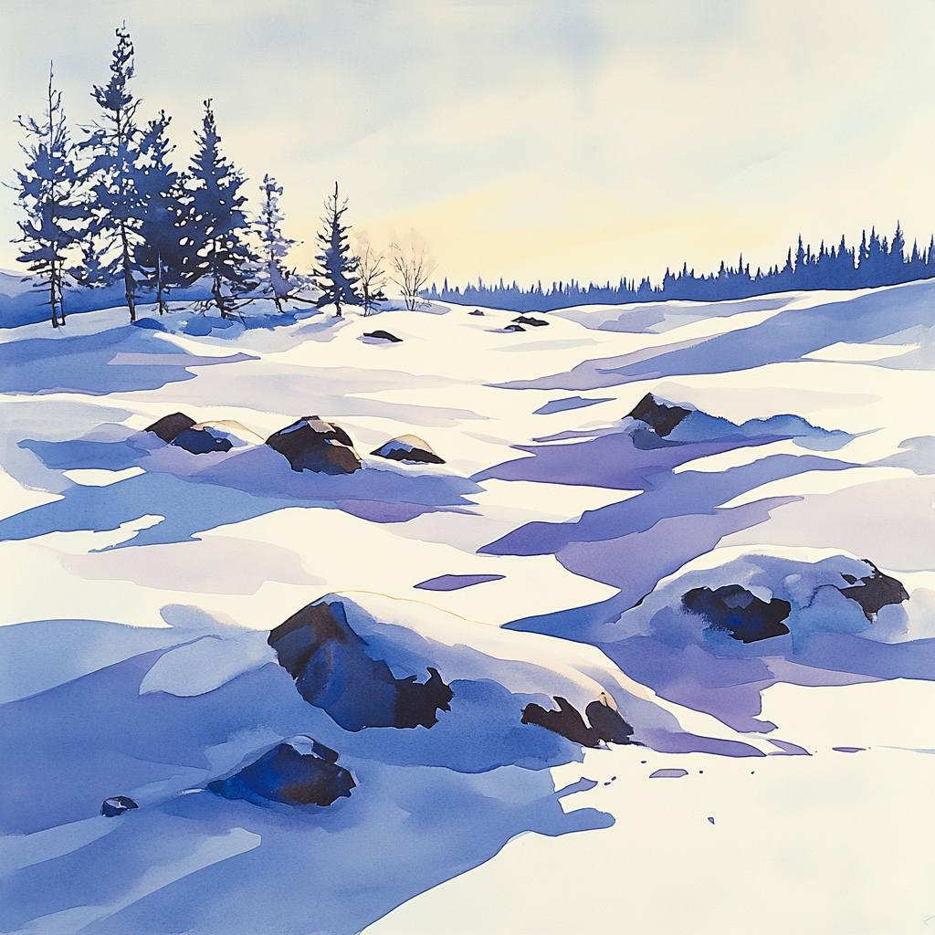 Franklin Carmichael Inspired Winter Light On Snow Fields Paint by numbers art