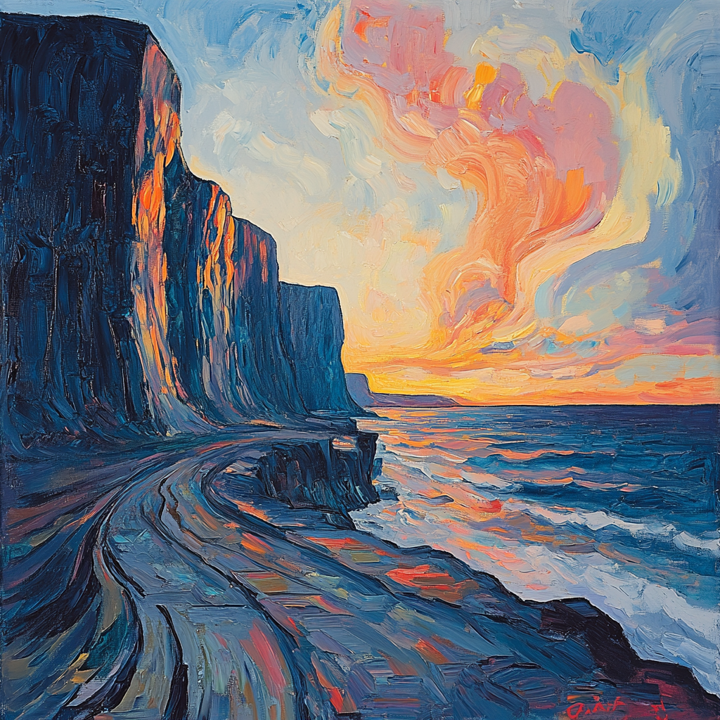 Edvard Munch Inspired Trembling Fjord Dusk paint by color