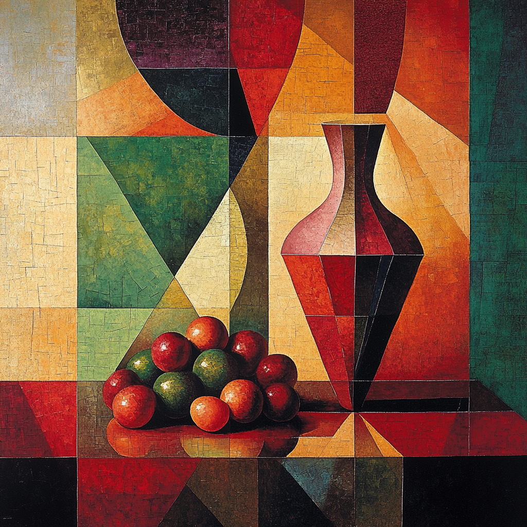 Pablo Picasso Inspired Fractured Ceramic Vase Still Life paint by color