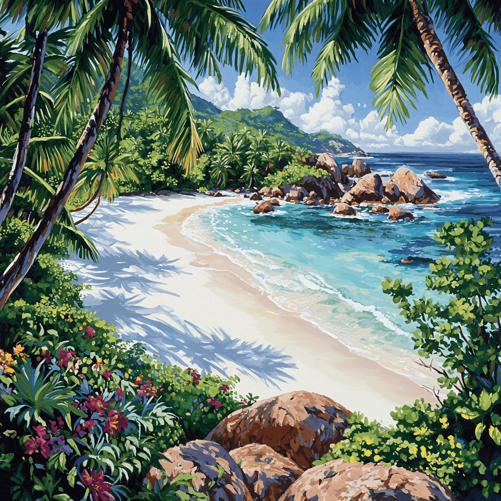 The Seychelles Beaches Numbered Painting Kits