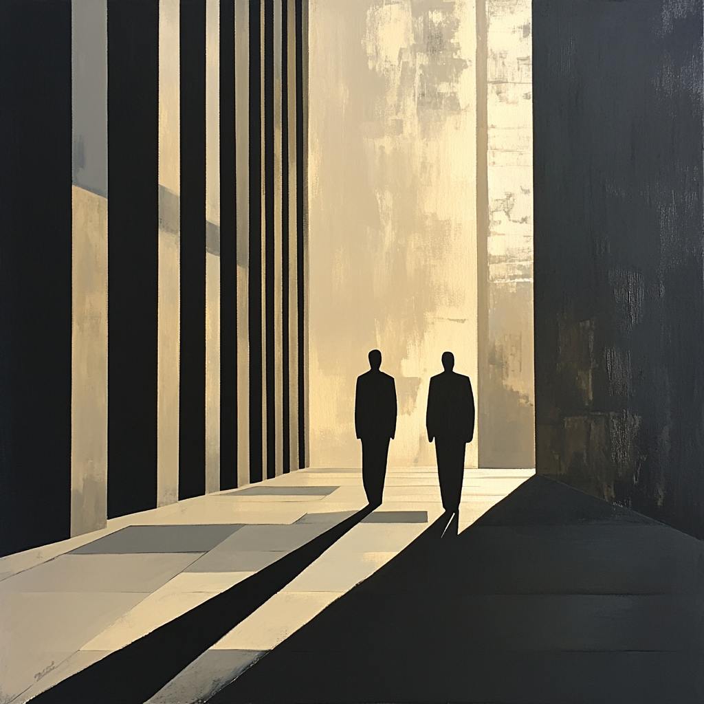 Giacometti Inspired Plaza Figures Number painting