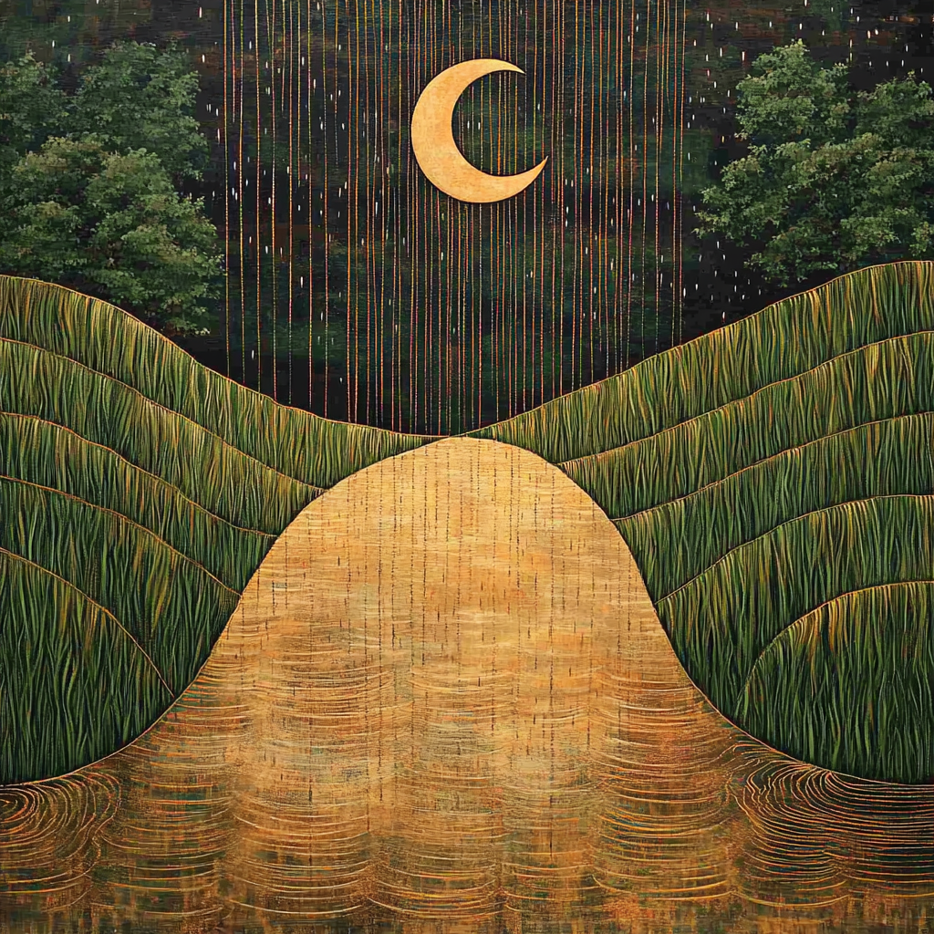 Nandalal Bose Inspired Lunar Monsoon Number painting