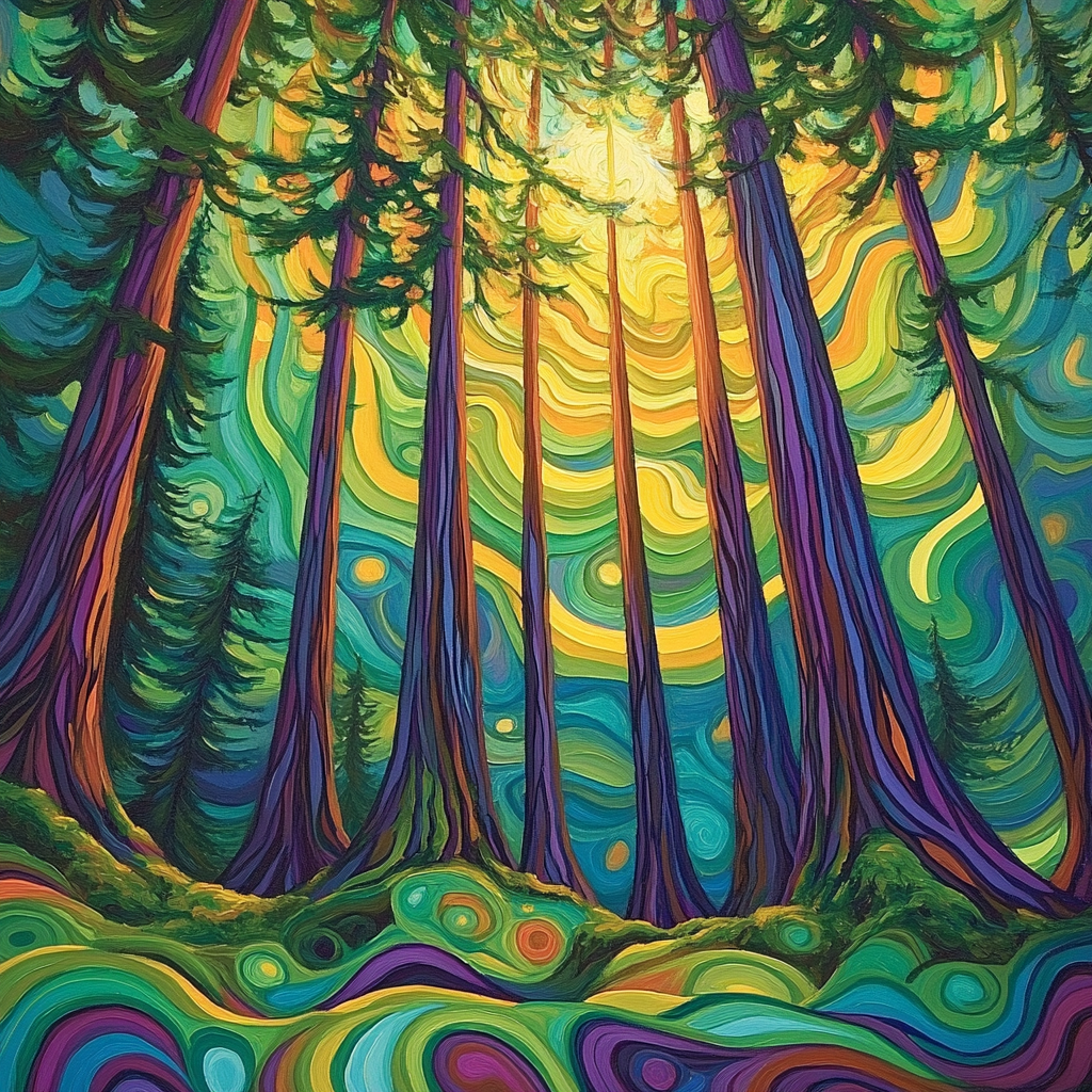 Emily Carr Inspired Cathedral Cedar Canopy Numbered painting kits