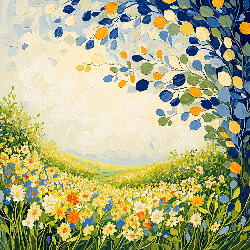 J E H MacDonald Inspired Spring Meadow With Blooming Wildflowers Painting by numbers kit