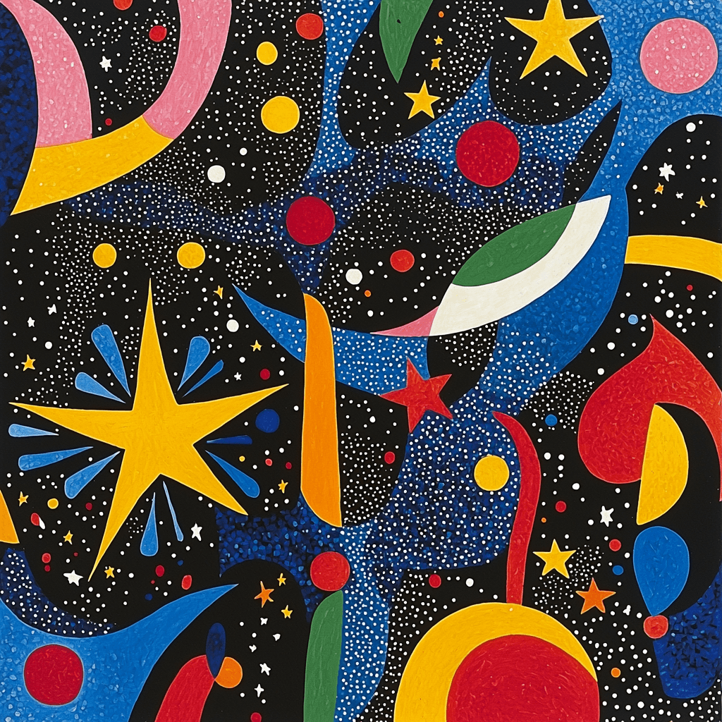 Joan Miró Inspired Whimsical Cosmos Number Painting
